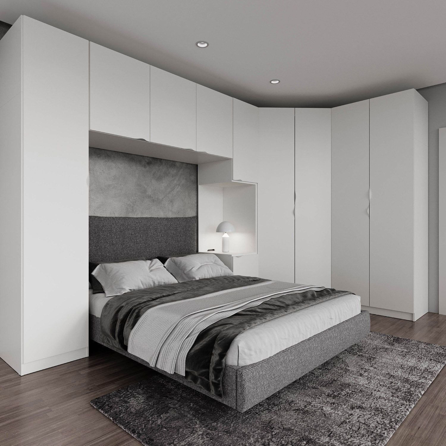 Guarda Roupa Modulado de Casal 10 Portas 5 Peças e 1 Cabeceira Hera CabeCasa MadeiraOriginals Branco Geada