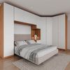 Guarda Roupa Modular de Canto 10 Portas 5 Peças e 2 Mesas de Cabeceira Hera CabeCasa MadeiraMadeira Louro/Branco Geada