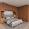 Guarda Roupa Modulado de Casal 12 Portas 6 Peças 2 Mesas de Cabeceira Hera CabeCasa MadeiraMadeira Louro