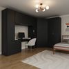 Guarda Roupa Modulado de Canto 9 Portas 5 Peças com Escrivaninha Hera CabeCasa MadeiraMadeira Preto/Cromado