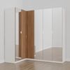 Guarda Roupa Modulado de Canto com Espelho 6 Portas 3 Peças Hera Cabecasa Madeiramadeira Branco Geada/Louro/Cromado