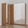 Guarda Roupa Modulado de Canto com Espelho 6 Portas 3 Peças Hera Cabecasa Madeiramadeira Louro/Cromado