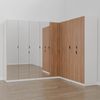 Guarda Roupa Modulado de Canto com Espelho 9 Portas 4 Peças Hera Cabecasa Madeiramadeira Branco Geada/Louro/Preto