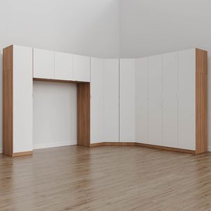 Guarda Roupa Modulado Casal de Canto 11 Portas 5 Peças Hera CabeCasa MadeiraOriginals Louro/Algodão/Cromado