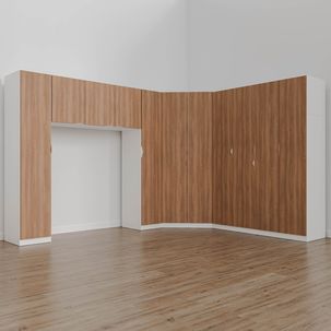 Guarda Roupa Modulado Casal de Canto 11 Portas 5 Peças Hera CabeCasa MadeiraOriginals Algodão/Louro/Cromado