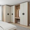 Guarda Roupa Modulado Canto 4 Peças Canto Nicho com 2 Gavetas Joy CabeCasa MadeiraMadeira Cinza