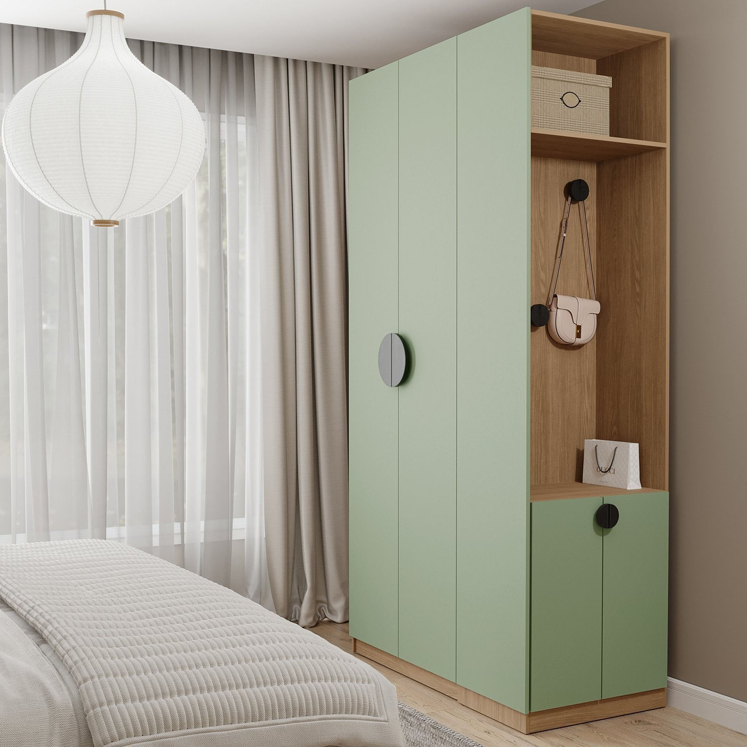 naofj　70cm Conjunto Modulado Joy 2 Peças Nicho com 2 Gavetas e Sapateira