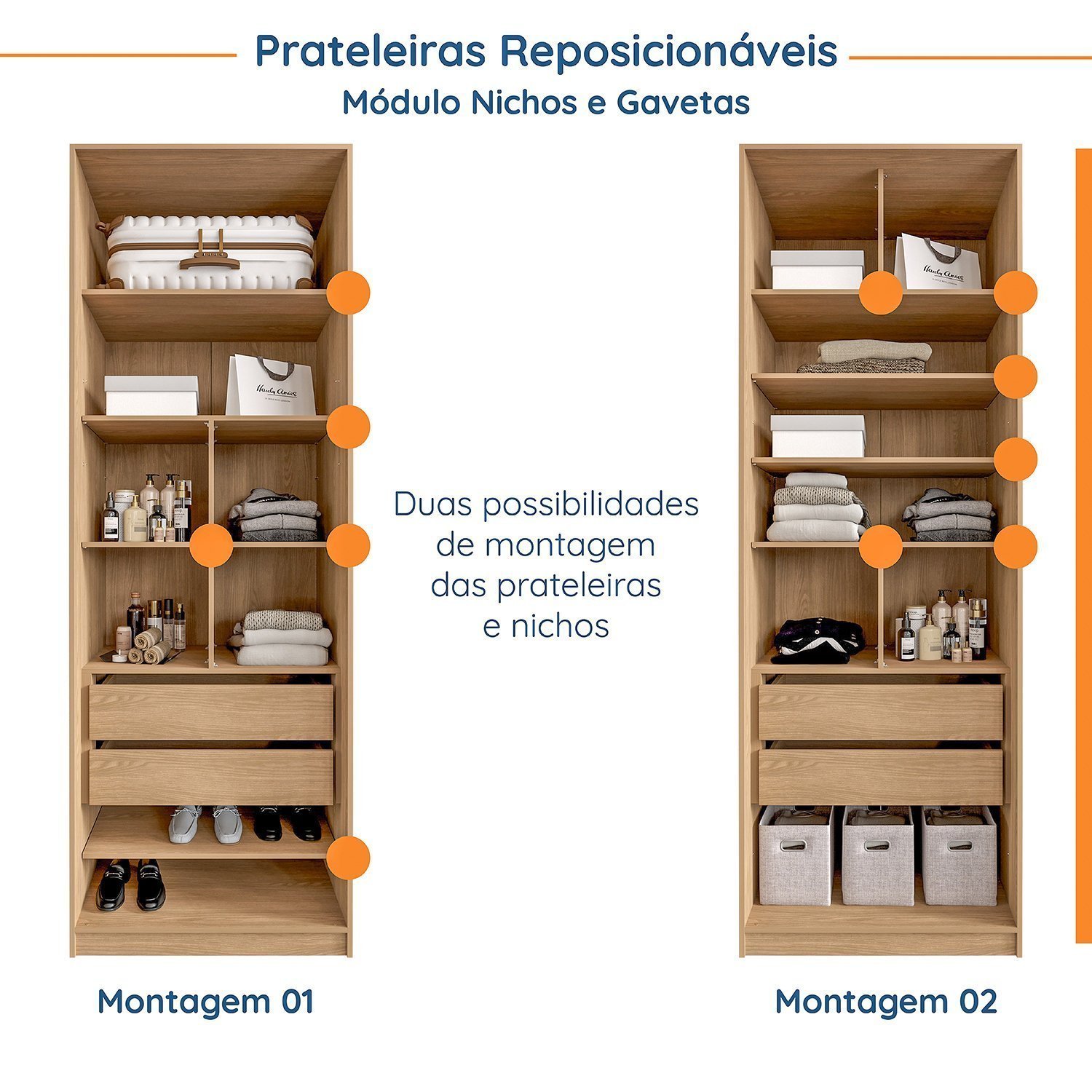 Conjunto Modulado Joy 2 Peças Nicho com 2 Gavetas e Sapateira