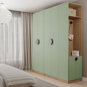 Conjunto Modulado Joy 3 Peças Cabideiros, Nicho com 2 Gavetas e Sapateira CabeCasa MadeiraMadeira Verde