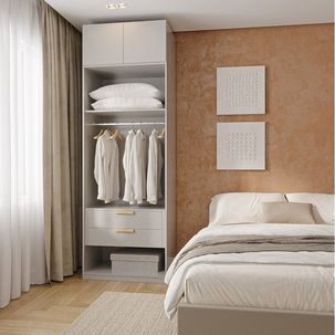 Guarda-roupa Modulado 2 Peças 2 Portas Jade CabeCasa MadeiraMadeira Cinza Urbano