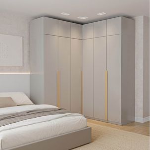 Guarda-Roupa Modulado de Canto 6 Peças 12 Portas Jade CabeCasa MadeiraMadeira Cinza Urbano
