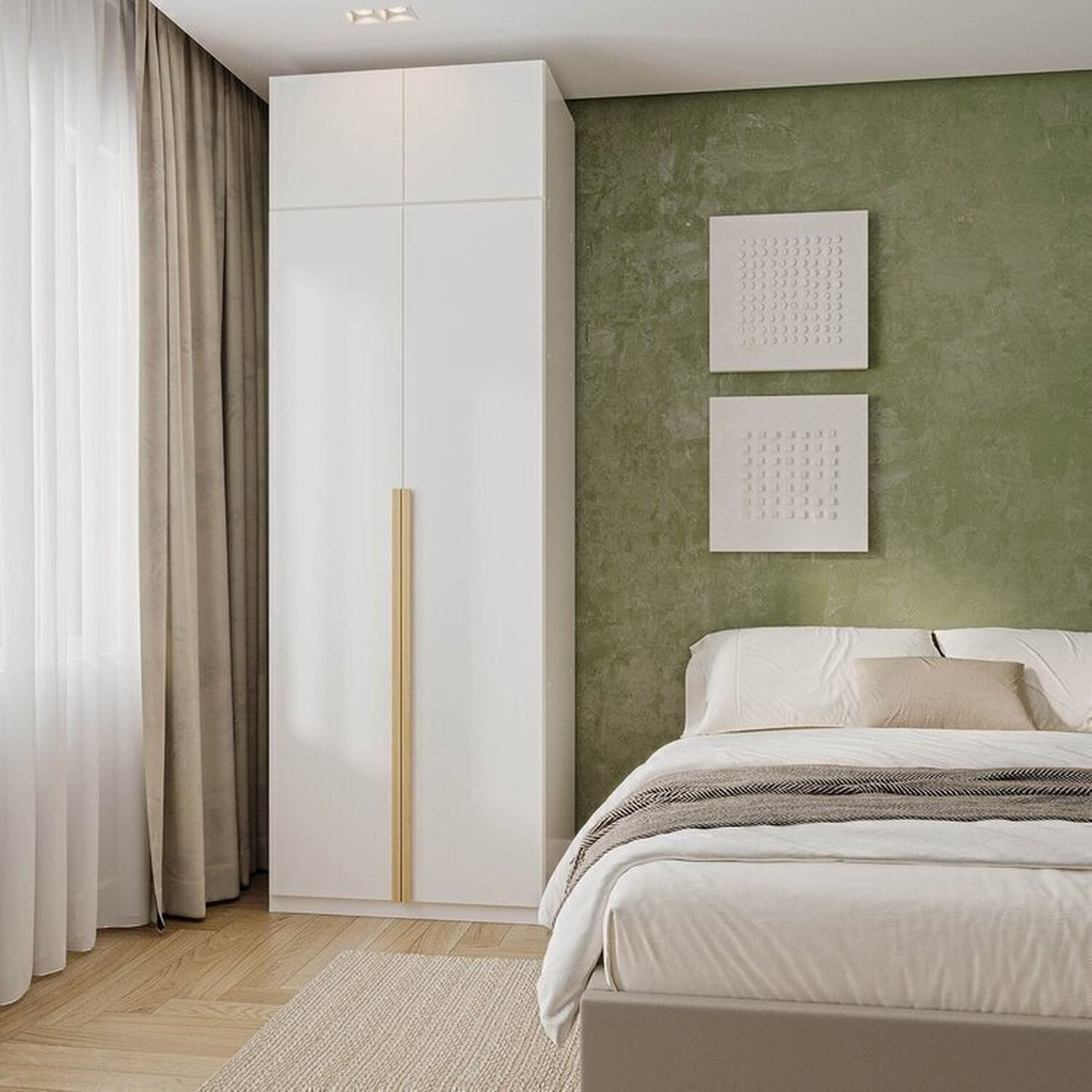 Guarda Roupa Modular 2 Peças 4 Portas e Gaveteiro Jade Cabecasa Branco Fosco