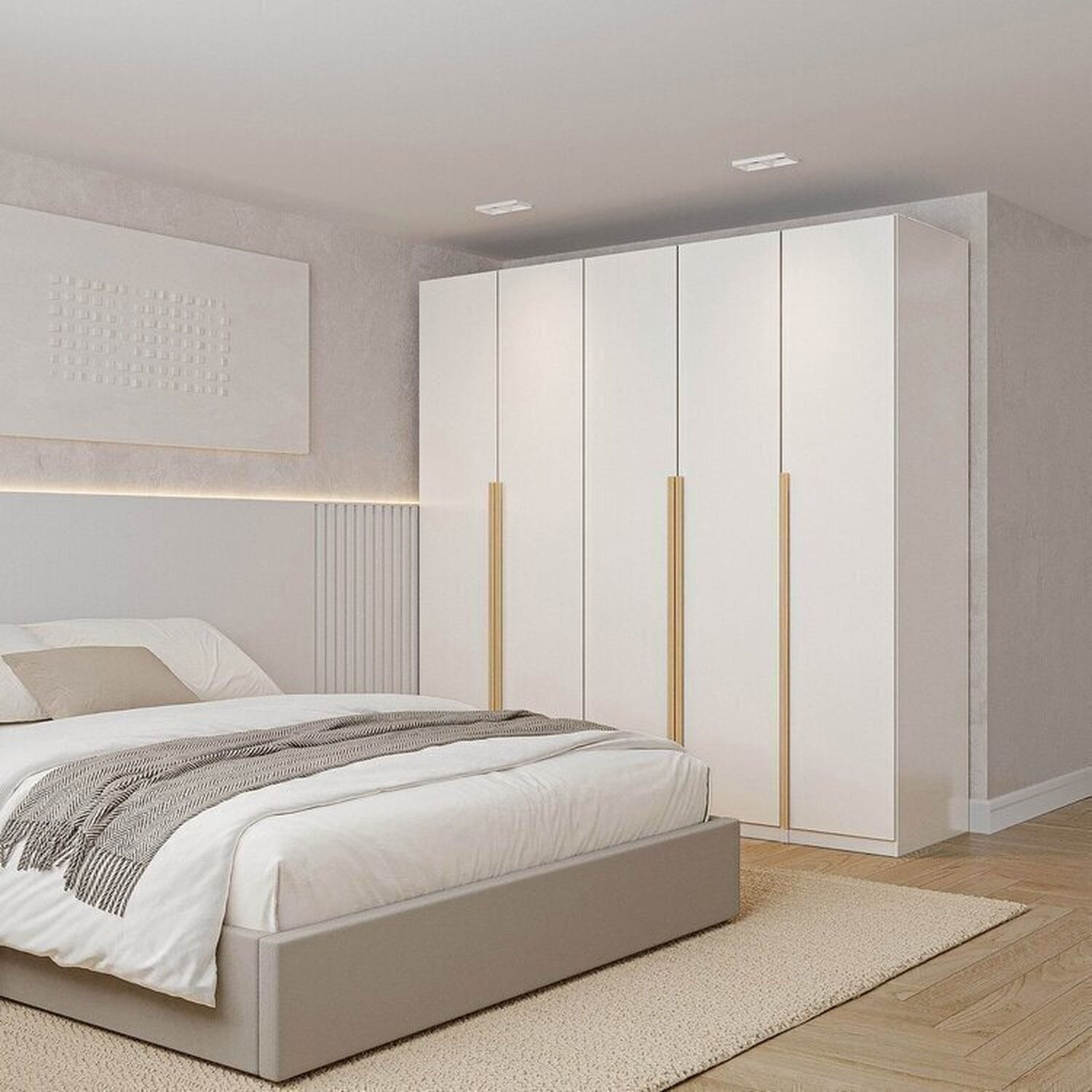 Guarda Roupa Modulado 3 Peças 5 Portas Jade Cabecasa Branco Fosco