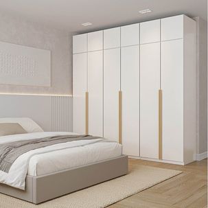 Guarda-roupa Modulado 6 Peças 12 Portas Jade CabeCasa MadeiraMadeira Branco Fosco