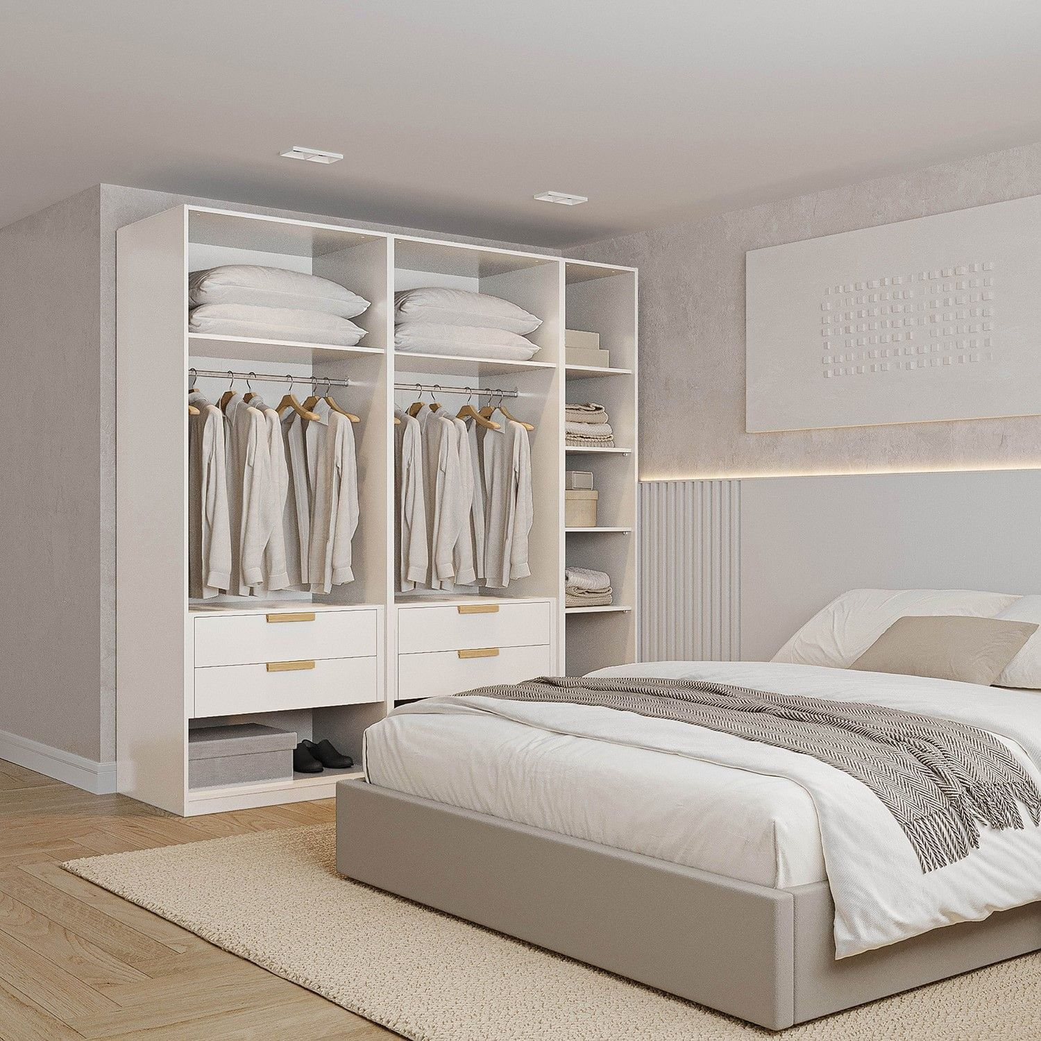 Guarda-roupa Modular 3 Peças sem Portas Jade Cabecasa Madeiramadeira Branco Fosco