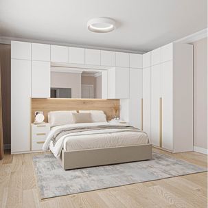 Guarda-roupa Modulado 13 Peças 18 Portas 2 Mesa Cabeceira Jade CabeCasa MadeiraMadeira Branco Fosco