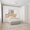 Guarda-roupa Modulado de Canto 12 Peças 17 Portas 2 Mesas de Cabeceira Jade Cabecasa Madeiramadeira Branco Fosco