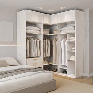 Guarda Roupas Modulado de Canto 6 Peças 6 Portas Jade CabeCasa MadeiraMadeira Branco Fosco