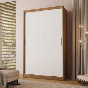 Guarda-roupa Solteiro 2 Portas de Correr Muriqui Maxx CabeCasa MadeiraOriginals Freijó/Branco