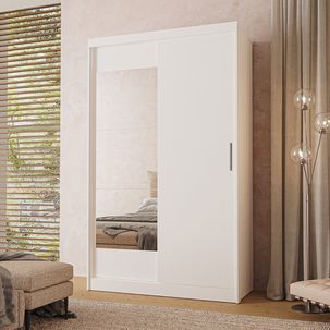 Guarda-roupa Solteiro com Espelho 2 Portas de Correr Muriqui Maxx CabeCasa MadeiraOriginals Branco