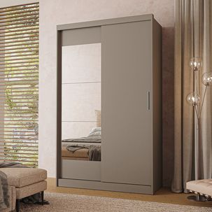 Guarda-roupa Solteiro com Espelho 2 Portas de Correr Muriqui Maxx CabeCasa MadeiraOriginals  Fendi