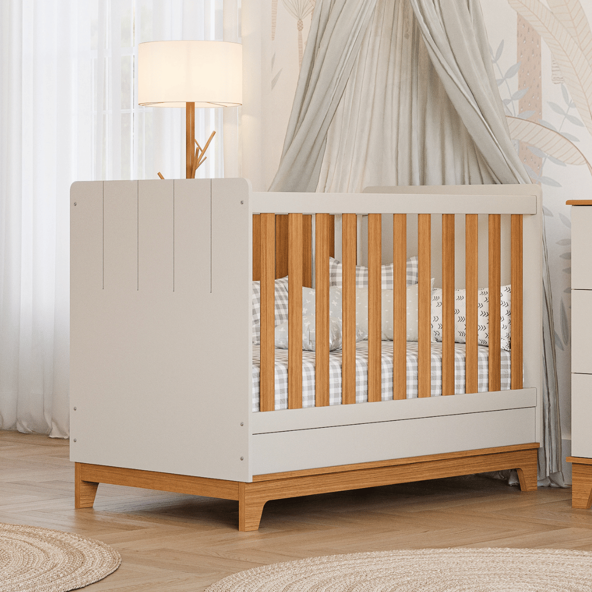 Berço Mini Cama Chantilly Expresso Móveis Off White / Nature